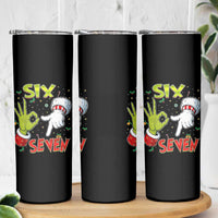 Funny Six Seven Christmas Skinny Tumbler 67 Meme Xmas Santa Elf Hand Gen Alpha - Wonder Print Shop