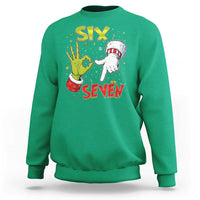 Funny Six Seven Christmas Sweatshirt 67 Meme Xmas Santa Elf Hand Gen Alpha - Wonder Print Shop