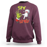 Funny Six Seven Christmas Sweatshirt 67 Meme Xmas Santa Elf Hand Gen Alpha - Wonder Print Shop