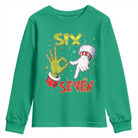 Funny Six Seven Christmas Youth Sweatshirt 67 Meme Xmas Santa Elf Hand Gen Alpha - Wonder Print Shop