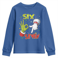 Funny Six Seven Christmas Youth Sweatshirt 67 Meme Xmas Santa Elf Hand Gen Alpha - Wonder Print Shop