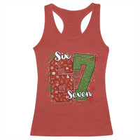 67 Christmas Racerback Tank Top Funny Six Seven Meme Gen Alpha Slang Snowflake - Wonder Print Shop