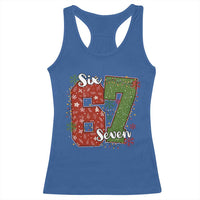 67 Christmas Racerback Tank Top Funny Six Seven Meme Gen Alpha Slang Snowflake - Wonder Print Shop
