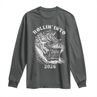 Funny Cowboy Raccoon Rollin Into 2026 Long Sleeve Shirt New Year Dumpster Fire 2026 Rodeo - Wonder Print Shop