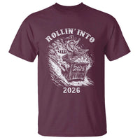 Funny Cowboy Raccoon Rollin Into 2026 T Shirt New Year Dumpster Fire 2026 Rodeo - Wonder Print Shop