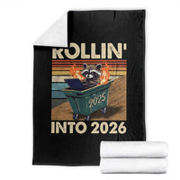 Funny Raccoon Rollin Into 2026 Throw Blanket New Year Dumpster Fire - Wonder Print Shop