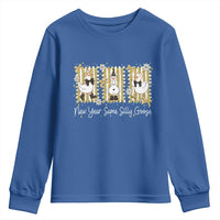 Funny New Year Same Silly Goose Youth Sweatshirt New Year Eve Goose Squad Faux Glitter - Wonder Print Shop