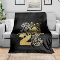 Happy New Year 2026 Throw Blanket Hello 2026 Disco Ball Coquette Bow Faux Glitter - Wonder Print Shop