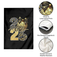 Happy New Year 2026 Garden Flag Hello 2026 Disco Ball Coquette Bow Faux Glitter - Wonder Print Shop