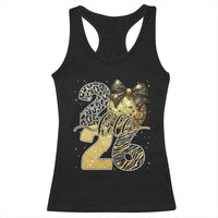 Happy New Year 2026 Racerback Tank Top Hello 2026 Disco Ball Coquette Bow Faux Glitter - Wonder Print Shop