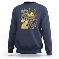 Happy New Year 2026 Sweatshirt Hello 2026 Disco Ball Coquette Bow Faux Glitter - Wonder Print Shop