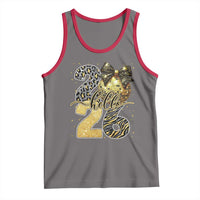 Happy New Year 2026 Tank Top Hello 2026 Disco Ball Coquette Bow Faux Glitter - Wonder Print Shop
