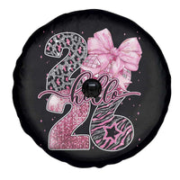 Happy New Year 2026 Spare Tire Cover Hello 2026 Disco Ball Pink Coquette Bow Faux Glitter - Wonder Print Shop