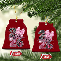 Happy New Year 2026 Ceramic Ornament Hello 2026 Disco Ball Pink Coquette Bow Faux Glitter - Wonder Print Shop
