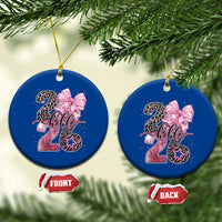 Happy New Year 2026 Ceramic Ornament Hello 2026 Disco Ball Pink Coquette Bow Faux Glitter - Wonder Print Shop
