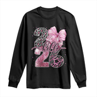 Happy New Year 2026 Long Sleeve Shirt Hello 2026 Disco Ball Pink Coquette Bow Faux Glitter - Wonder Print Shop
