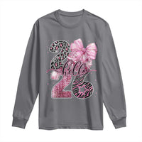 Happy New Year 2026 Long Sleeve Shirt Hello 2026 Disco Ball Pink Coquette Bow Faux Glitter - Wonder Print Shop