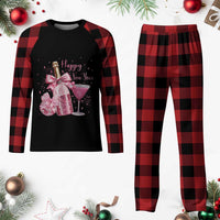 Happy New Year 2026 New Years Eve Party Plaid Pajama Set Pink Cocktail Disco Ball - Wonder Print Shop