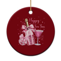 Happy New Year 2026 New Years Eve Party Ceramic Ornament Pink Cocktail Disco Ball - Wonder Print Shop