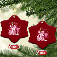 Happy New Year 2026 New Years Eve Party Ceramic Ornament Pink Cocktail Disco Ball - Wonder Print Shop
