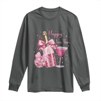 Happy New Year 2026 New Years Eve Party Long Sleeve Shirt Pink Cocktail Disco Ball - Wonder Print Shop