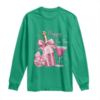 Happy New Year 2026 New Years Eve Party Long Sleeve Shirt Pink Cocktail Disco Ball - Wonder Print Shop