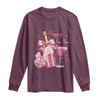 Happy New Year 2026 New Years Eve Party Long Sleeve Shirt Pink Cocktail Disco Ball - Wonder Print Shop