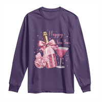 Happy New Year 2026 New Years Eve Party Long Sleeve Shirt Pink Cocktail Disco Ball - Wonder Print Shop