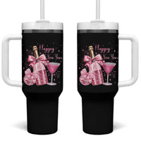Happy New Year 2026 New Years Eve Party Tumbler With Handle Pink Cocktail Disco Ball - Wonder Print Shop