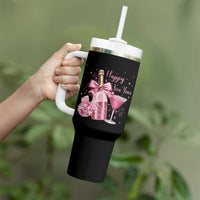 Happy New Year 2026 New Years Eve Party Tumbler With Handle Pink Cocktail Disco Ball - Wonder Print Shop