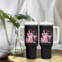 Happy New Year 2026 New Years Eve Party Tumbler With Handle Pink Cocktail Disco Ball - Wonder Print Shop
