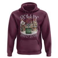 Funny Raccoon Rollin Into 2026 Hoodie New Year Dumpster Fire Firework - Wonder Print Shop