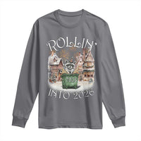 Funny Raccoon Rollin Into 2026 Long Sleeve Shirt New Year Dumpster Fire Firework - Wonder Print Shop