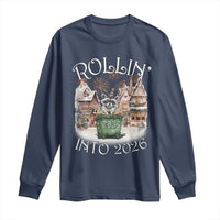 Funny Raccoon Rollin Into 2026 Long Sleeve Shirt New Year Dumpster Fire Firework - Wonder Print Shop