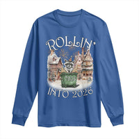 Funny Raccoon Rollin Into 2026 Long Sleeve Shirt New Year Dumpster Fire Firework - Wonder Print Shop