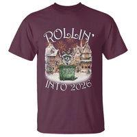 Funny Raccoon Rollin Into 2026 T Shirt New Year Dumpster Fire Firework - Wonder Print Shop