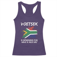 Funny Voetsek Is Afrikaans For Have A Nice Day Racerback Tank Top Vintage Saffa Flag