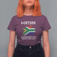 Funny Voetsek Is Afrikaans For Have A Nice Day T Shirt For Women Vintage Saffa Flag