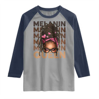 African American Pride Raglan Shirt Melanin Queen Afro Messy Bun