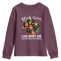 Proud African American Melanin Black Afro Girl Youth Sweatshirt Black Queen I Am Who I Am Your Approval Isn't Needed