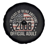 Funny 18th Birthday Spare Tire Cover 18 Years Of Being Awesome Vintage 2008 Official Adult American Flag