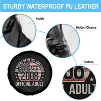 Funny 18th Birthday Spare Tire Cover 18 Years Of Being Awesome Vintage 2008 Official Adult American Flag
