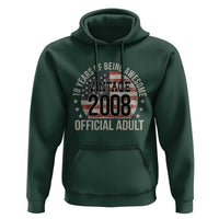 Funny 18th Birthday Hoodie 18 Years Of Being Awesome Vintage 2008 Official Adult American Flag