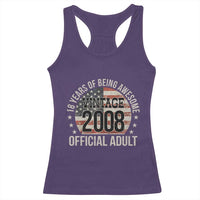 Funny 18th Birthday Racerback Tank Top 18 Years Of Being Awesome Vintage 2008 Official Adult American Flag