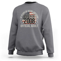 Funny 18th Birthday Sweatshirt 18 Years Of Being Awesome Vintage 2008 Official Adult American Flag