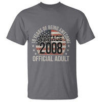 Funny 18th Birthday T Shirt 18 Years Of Being Awesome Vintage 2008 Official Adult American Flag