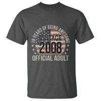 Funny 18th Birthday T Shirt 18 Years Of Being Awesome Vintage 2008 Official Adult American Flag