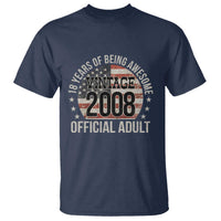 Funny 18th Birthday T Shirt 18 Years Of Being Awesome Vintage 2008 Official Adult American Flag