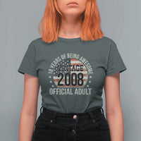 Funny 18th Birthday T Shirt For Women 18 Years Of Being Awesome Vintage 2008 Official Adult American Flag