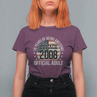 Funny 18th Birthday T Shirt For Women 18 Years Of Being Awesome Vintage 2008 Official Adult American Flag